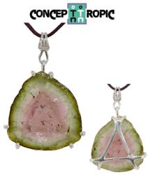  Pandantiv Turmalina Pepene (Watermelon) Neregulata 13-15 x 5-8 x 2-3 mm Argint 925 cadou elegant 1 Buc