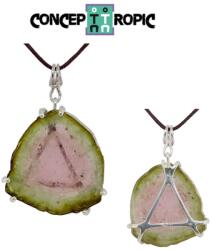  Pandantiv Turmalina Pepene (Watermelon) Neregulata 15-18 x 7-10 x 2-3 mm Argint 925 accesoriu artistic 1 Buc