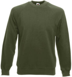 Fruit of the Loom Uniszex Pulóver Hosszú ujjú Fruit of the Loom Sweatshirt Raglan - M, Oliva zöld