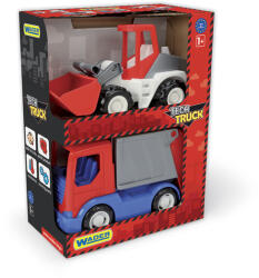 Wader Wader: Tech Truck munkagépek - kukásautó és rakodógép szett (35373)