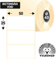 Tezeko 50 * 25 mm-es 1 pályás műanyag biztonsági etikett címke (2500 címke/tekercs, 40 mm-es belső mag) (M0500002500-039) - cimke-nyomtato