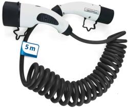 Duosida elektromos autó töltőkábel - Type 2 / Type 2, 32 A, 5 m fekete spirál kábel, DUOSIDA