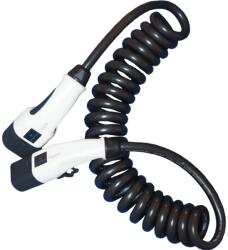 Duosida elektromos autó töltőkábel - Type 2 / Type 2, 32 A, 5 m fekete spirál kábel, DUOSIDA - tech-mobile