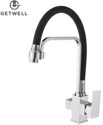 Getwell Pelikan-R, 3 utas, kihúzható zuhanyfejes Konyhai Csap Víztisztítókhoz Króm-Fekete színben (GW231CB)