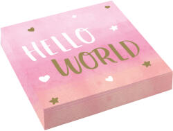 Amscan Șervețele Hello World - roz 33 x 33 cm