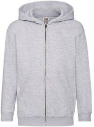 Fruit of the Loom Gyerek Pulóver Kapucnis Hosszú ujjú Fruit of the Loom Classic Hooded Sweat Jacket Kids - 140 (9-11), Heather szürke