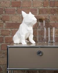 Marokka Fehér Francia bulldog geometrikus szobor újrahasznosított műanyagból + Ajándék díszdoboz