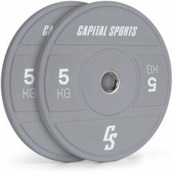 Capital Sports Nipton 2021, tárcsasúlyok, bumper plate, 2 x 5 kg, Ø 54 mm, edzett gumi (FIT13-Nipton5kgWHT) (FIT13-Nipton5kgWHT) Súlytárcsa