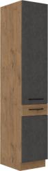 TEMPO KONDELA Magas szekrény, szürke matt/tölgy lancelot, VEGA 40 DK-210 2F