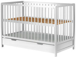 Hubners Patut copii din lemn Hubners Dominic 120x60 cm alb cu sertar (PHDOM12ALS) - drool Lenjerii de pat bebelusi‎, patura bebelusi