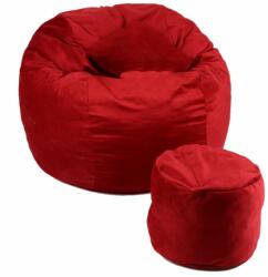 Pufrelax Комплект, Барбарон и табуретка за крака, 700л. , King Size - Red Diamond, Перящ се калъф, Трансформира се в легло, Пълнеж с микс от мемори пяна и дунапрен, Гама Plush Honey