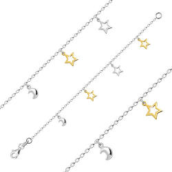 Ekszer Eshop Gyerek karkötő 925 ezüstből - félhold és csillag körvonalak arany és ezüst színárnyalatban