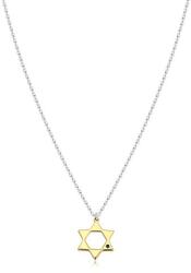 Ekszer Eshop 925 ezüst nyaklánc - Dávid csillag arany színben, fekete gyémánt