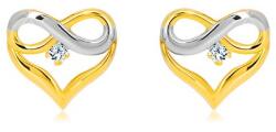 Ekszer Eshop 14K kombinált arany fülbevaló-szív alakzat, végtelen szimbólum, cirkónia