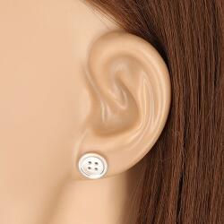 Ekszer Eshop 925 ezüst fülbevaló - fényes kerek gomb négy lyukkal, beszúrós fülbevaló