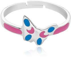 Ekszer Eshop Gyűrű 925 ezüstből - rózsaszín és kék pillangó, állítható méret