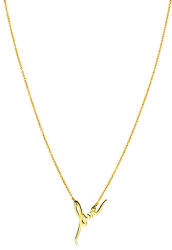 Ekszer Eshop 925 ezüst nyaklánc arany színárnyalatban - fényes díszes " love" felirat