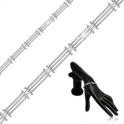 Ekszer Eshop 925 Ezüst karkötő - téglalap alakú láncszemekkel vékony sávokkal, homár karmos zár