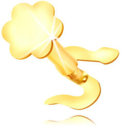 Ekszer Eshop 375 arany piercing - fényes kígyó és szimmetrikus kerek virág