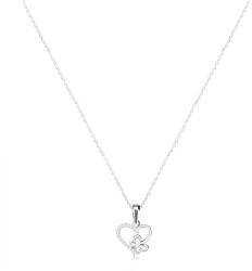 Ekszer Eshop 925 ezüst nyaklánc-szív és pillangó, spirális lánc, cirkónia