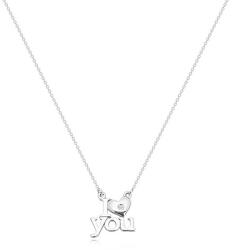 Ekszer Eshop Briliáns 925 ezüst nyaklánc - " I love you" , ovális szemű lánc