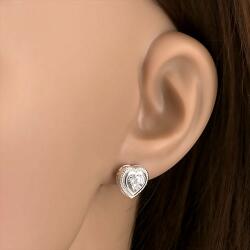 Ekszer Eshop 925 ezüst szett fülbevalóból és nyakékből, szimmetrikus szív, átlátszó cirkónia