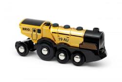BRIO O locomotivă de acțiune masivă de aur, alimentată cu baterii (OLP102233630) Trenulet