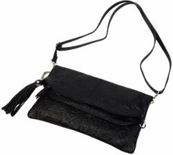 maxmoda Lulu olasz női fekete nyomott mintás bőr válltáska (MM-16488-F)