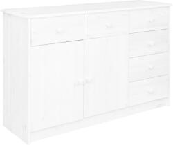 vidaXL Servantă cu 6 sertare, alb, 113x35x73 cm, lemn masiv de pin (337038) Comoda