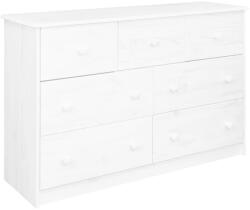 vidaXL Servantă cu 7 sertare, alb, 113x35x73 cm, lemn masiv de pin (337030) Comoda