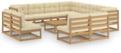 vidaXL Set mobilier grădină&perne 12 piese, maro miere lemn masiv pin (3076942)