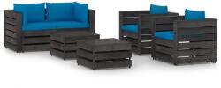 vidaXL Set mobilier grădină cu perne, 6 piese, gri, lemn tratat (3068448) - comfy