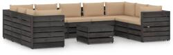 vidaXL Set mobilier grădină cu perne, 10 piese, lemn gri tratat (3068375) - comfy