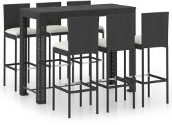 vidaXL Set mobilier bar de exterior cu perne crem, 7 piese, poliratan (3064800) - comfy