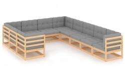 vidaXL Set mobilier de grădină cu perne, 10 piese, lemn masiv de pin (3077044) - comfy