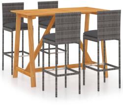 vidaXL Set mobilier de bar de grădină cu perne , 5 piese , gri (3067959) - comfy