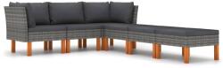 vidaXL Set mobilier de grădină cu perne, 6 piese, gri, poliratan (3059728) - comfy