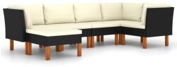 vidaXL Set mobilier de grădină cu perne, 6 piese, negru, poliratan (3059734) - comfy
