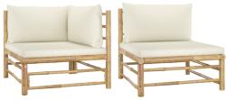 vidaXL Set mobilier de grădină cu perne alb crem, 2 piese, bambus (313143) - comfy