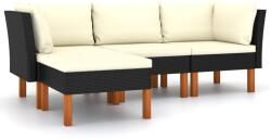 vidaXL Set mobilier de grădină cu perne, 4 piese, negru, poliratan (3059749) - comfy