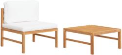 vidaXL Set mobilier grădină cu perne crem, 2 piese, lemn de tec (316110)