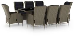 vidaXL Set mobilier de exterior cu perne, 9 piese, maro, poliratan (3060146) - comfy