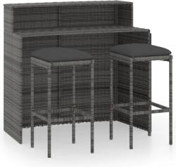 vidaXL Set mobilier bar de grădină cu perne, 3 piese, gri (3064874) - comfy