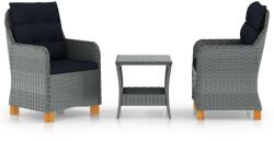 vidaXL Set mobilier grădină, cu perne, 3 piese, gri deschis, poliratan (3060182) - comfy
