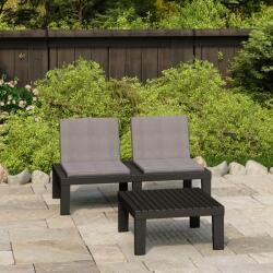 vidaXL Set mobilier de grădină cu perne, 2 piese, gri, plastic (315853) - comfy