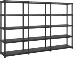vidaXL Raft de depozitare cu 5 polițe, negru, 255x40x185 cm, plastic (3059857) - comfy