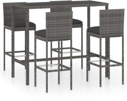 vidaXL Set mobilier bar de grădină cu perne, 5 piese, gri, poliratan (3064833) - comfy