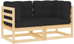 vidaXL Canapele de colț de grădină cu perne, 2 buc. , lemn masiv de pin (807289) - comfy