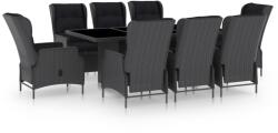 vidaXL Set mobilier exterior cu perne, 9 piese, gri închis, poliratan (3060138) - comfy