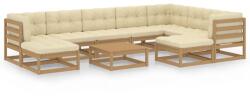 vidaXL Set mobilier grădină&perne 10 piese, maro miere lemn masiv pin (3076812)